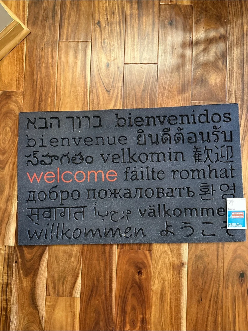 Room Essentials™ Multilingual Welcome Doormat - Black with Red Welcome 30” x 18”